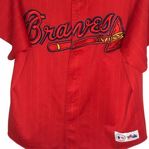Vintage Rare Majestic Atlanta Braves MLB Red Baseball Jersey Made In USA Size XL - Picture 2 of 16